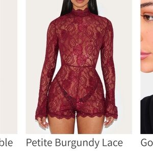Burgundy Lace Long Sleeve Romper